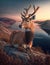 The Graceful Axis, Capturing the Beauty of Deer in Breathtaking Mountain Scenery, generative ai