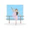 Graceful Ballerina Dancer Doing Exercises at Barre in Dance Hall Vector Illustration