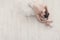 Graceful Ballerina stretching, ballet background, top view