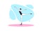 Graceful ballerina woman in outline minimalist style. Ballet dancer stands on one leg, casts away leg back, hands aside