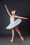 Graceful ballet dancer or classic ballerina dancing  on grey studio background. The dance, grace, artist, contemporary,