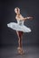 Graceful ballet dancer or classic ballerina dancing  on grey studio background. The dance, grace, artist, contemporary,