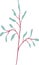 Graceful burgundy decorative twig with blue leaves. Clipart