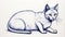 Graceful cat depicted with a graphic pencil.