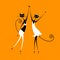 Graceful cats dancing