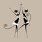 Graceful cats dancing, illustration