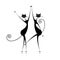 Graceful cats dancing, illustration