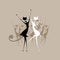 Graceful cats dancing, illustration