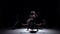 Graceful contemporary dance of five dancers on black, shadow, slow motion