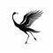 Graceful Crane Silhouette Logo: Bold And Expressive Character Design