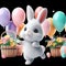 Graceful Cute Rabbit in Mid-Air Leap Black Background, HD