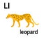 Graceful dangerous red leopard, wonderful bright forest cat, ABC children`s banner. Postcards, a poster with the alphabet.  Game
