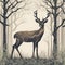 Graceful deer amidst forest landscape