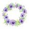 Graceful delicate watercolor purple garden pansy wreath frame