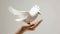 Graceful Dove Taking Flight from Human Hand. Generative ai