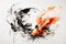 Graceful Elegance: Calligraphy Style One Koi Fish with Splash Effects.