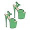 Graceful female flamingo sandals with very high green heels. Can be used for dancing in strip clubs