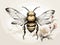 Graceful Flight: SumiE Bee Beauty