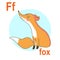 Graceful forest beauty fox, wonderful bright predator, ABC children`s banner. Postcards, a poster with the alphabet.  Game room