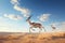 Graceful gazelles leaping across vast desert lands