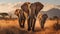 Graceful Giants: Majestic Elephants Roaming the Golden Savannah