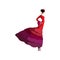 Graceful girl in red dress performing dance.