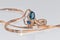 Graceful gold jewelry ring and earrings with Topaz