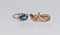 Graceful gold jewelry ring and earrings with Topaz