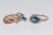 Graceful gold jewelry ring and earrings with Topaz