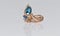 Graceful gold jewelry ring and earrings with Topaz