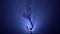 Graceful gymnast performs tricks on a special design in a dark room. Blue smoke background. Slow motion.Silhouette