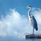 Graceful heron in tranquil solitude against the azure heavens