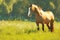 Graceful horse amid greenery, a captivating view of natures beauty