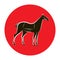 Graceful horse silhouette on red circle background