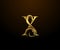Graceful Initial X Gold Letter logo. Vintage drawn emblem for book design, weeding card, brand name, business card, Restaurant,