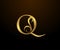 Graceful Initial Q Gold Letter logo. Vintage drawn emblem for book design, weeding card, brand name, business card, Restaurant,