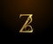 Graceful Initial Z Gold Letter logo. Vintage drawn emblem for book design, weeding card, brand name, business card, Restaurant,