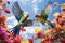 Graceful Lovebirds in Flight: A Vibrant and Romantic Stock Image