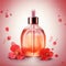 Graceful luxury cosmetic rose face serum ad template.Face skin oil with rose extract. Realistic face moisture serum