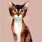 Graceful and Majestic - A Watercolor Portrait of an Abyssinian Cat