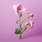 Graceful Pink Flower On Rose Pink Background - Photorealistic Renderings