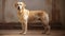 Graceful Poses: A Detailed Texture Labrador In Light Gold And Light Crimson