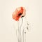 Graceful Red Poppy Dreamlike Illustration With Minimalist And Abstract Style