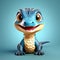 Graceful Scale Explorer: 3D Illustration of a Cute Monitor Lizard
