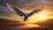 Graceful Seagull Galloping In Vast Landscape - Stunning Animal Wallpaper