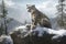 Graceful Snow Leopard: Stalking Prey in Snow-Covered Himalayan Mountains