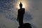 The Graceful Statue of the Shakyamuni at phutthamonthon in silhouette style