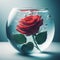 Graceful Submersion: A Rose Flower Floating in Tranquil Waters.