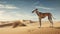 Graceful Surrealism A Dog In The Desert - Uhd Image