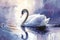 A graceful swan gliding on a lake, with a watercolor background a serene and tranquil atmosphere Generative AI